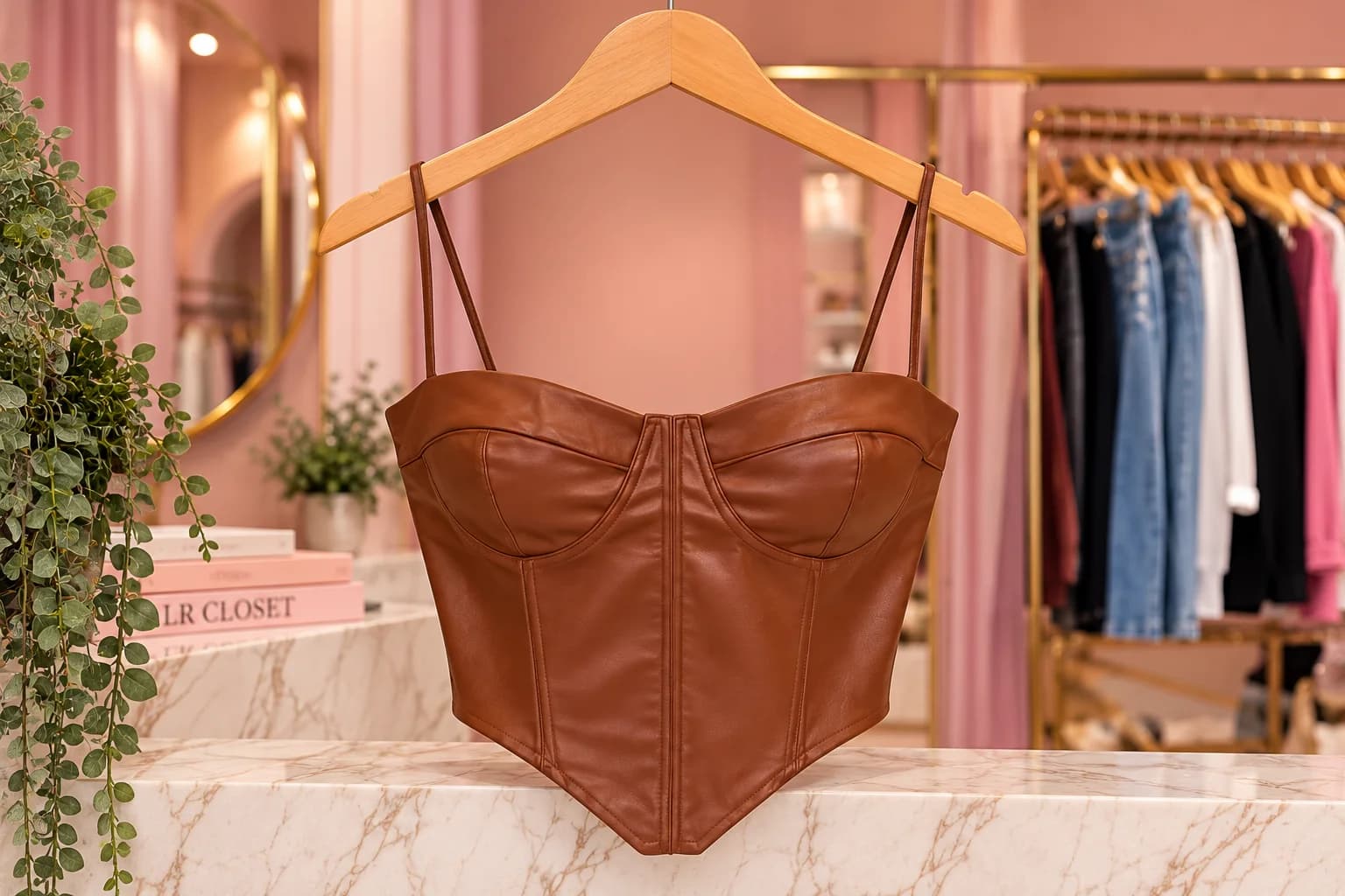 Corset Cropped Couro